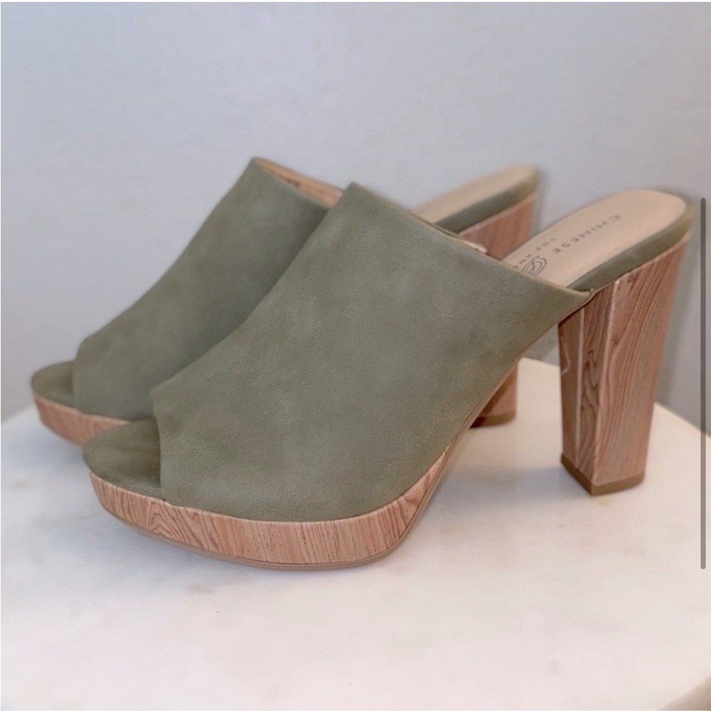 CHINESE LAUNDRY - Slip-on Heeled Peep Toe Platform Mule